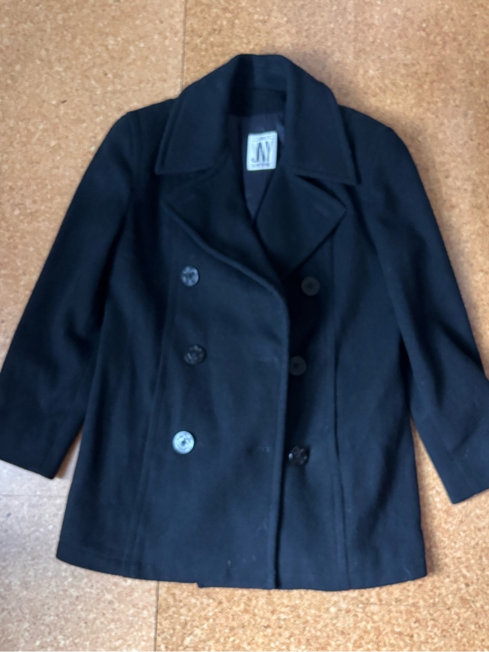 Vintage Jones New York yBlack Double-Breasted wool Peacoat